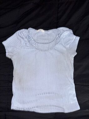 Light Blue Knit Short-Sleeve Top for Kids